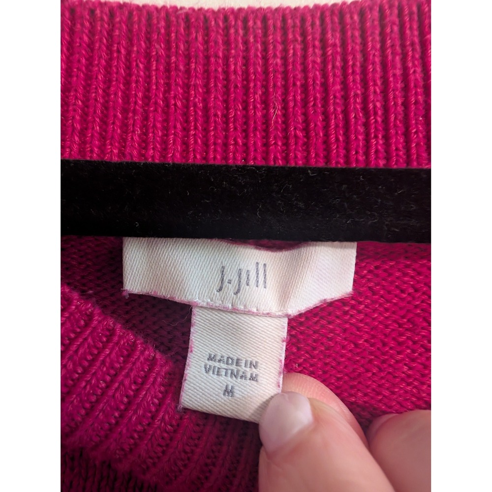 J. Jill Sweater Womens Medium Pink Long Sleeve Scoop Neck Knit Pullover Relaxed - Picture 3 of 4